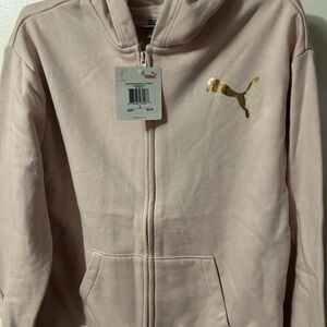 PUMA  Light Pink Hoodie with Gold Logo